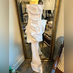 Nookie white bow two way strapless dress xs